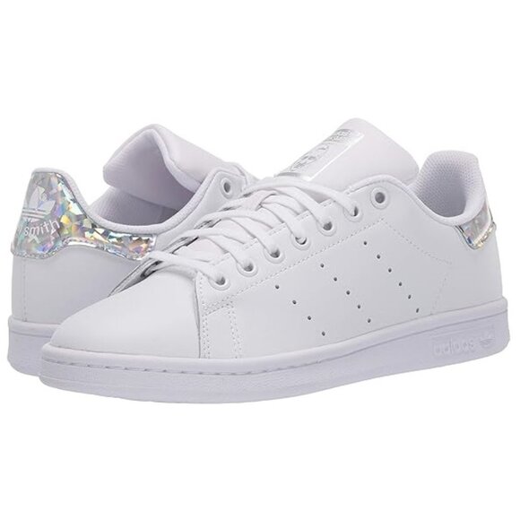 ADIDAS ORIGINALS J STAN SMITH EE8483 White/Silver Iridescent, Sz J6 (W8), used - Picture 1 of 15